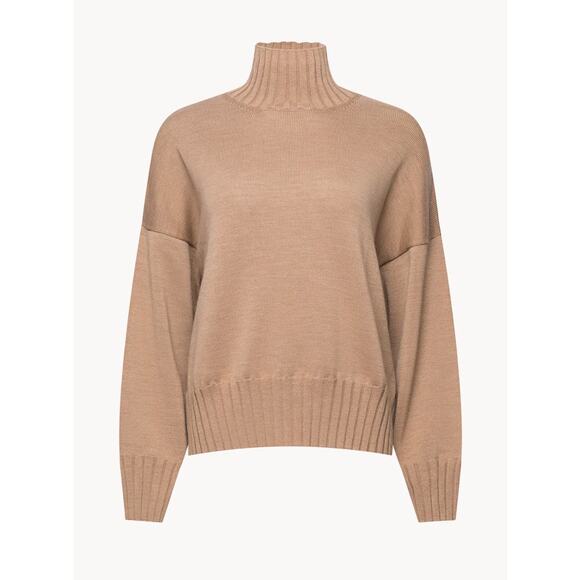 Her The Label Stockholm Sweater Turtleneck Long Sleeve Brûlée Tan Camel Wool - Picture 3 of 9